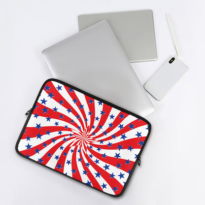 Swirl American Patriotic Star Print Laptop Sleeve