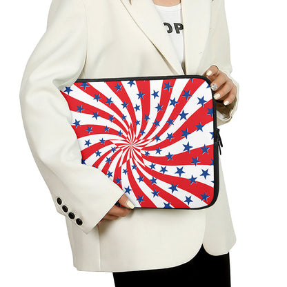 Swirl American Patriotic Star Print Laptop Sleeve