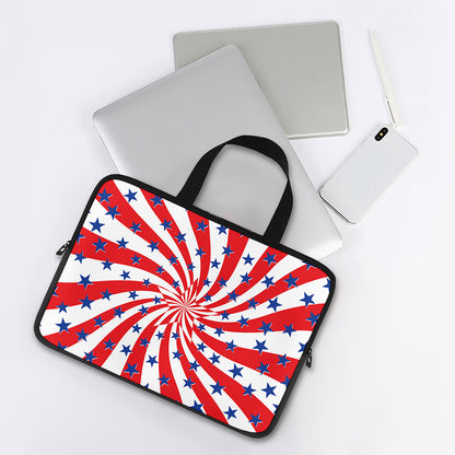 Swirl American Patriotic Star Print Laptop Sleeve With Handle