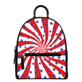 Swirl American Patriotic Star Print Leather Backpack