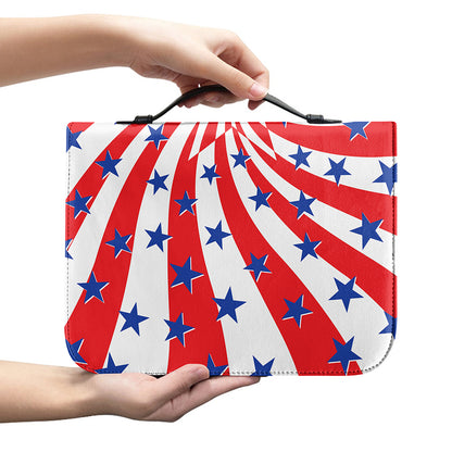 Swirl American Patriotic Star Print Leather Bible Cover