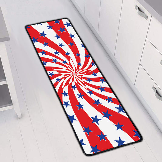 Swirl American Patriotic Star Print Long Kitchen Mat
