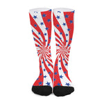 Swirl American Patriotic Star Print Long Socks