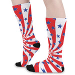 Swirl American Patriotic Star Print Long Socks
