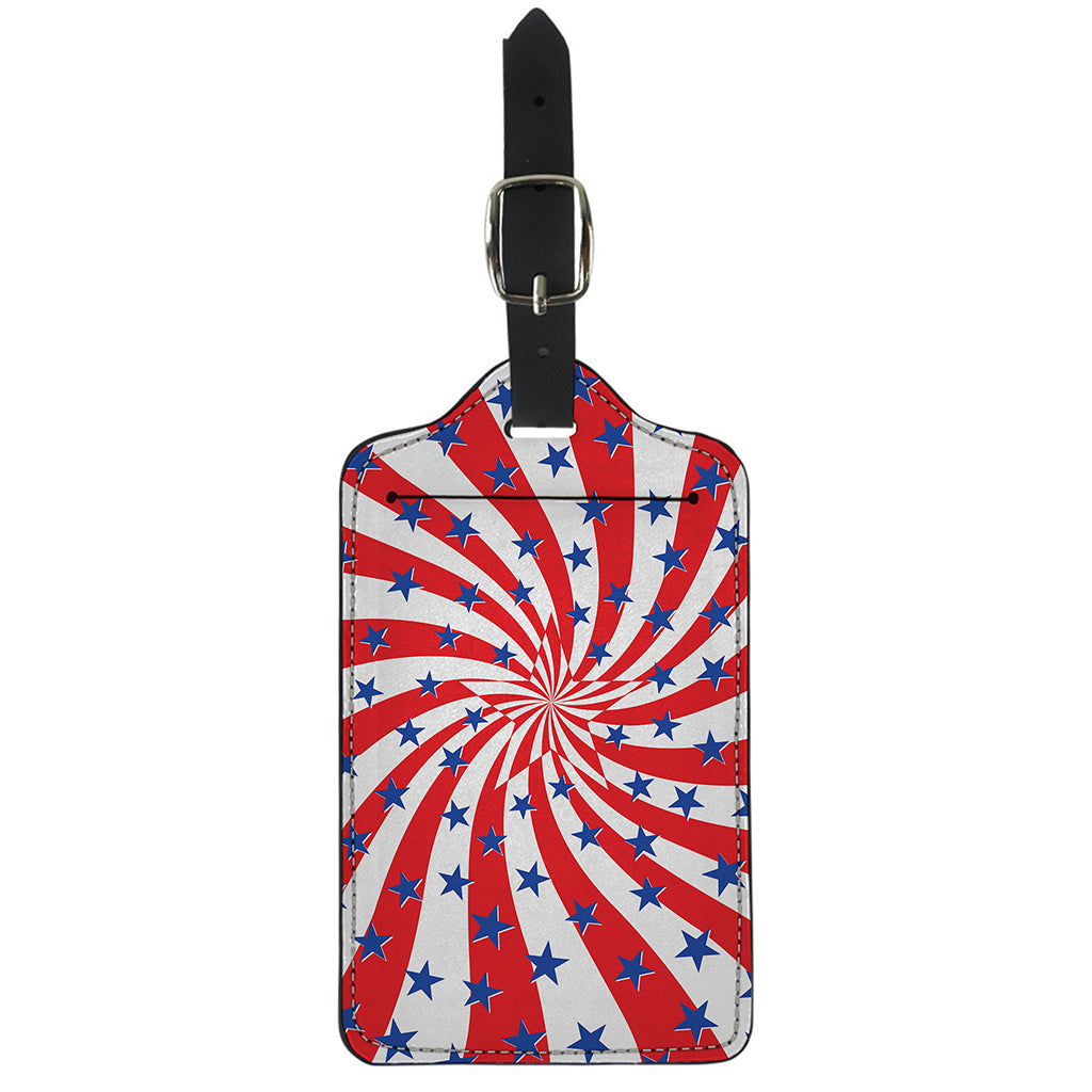 Swirl American Patriotic Star Print Luggage Tag