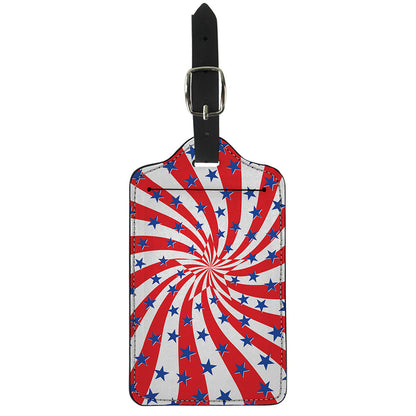 Swirl American Patriotic Star Print Luggage Tag