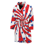 Swirl American Patriotic Star Print Men's Bathrobe