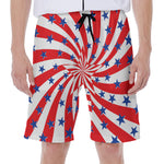 Swirl American Patriotic Star Print Men's Beach Shorts