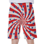 Swirl American Patriotic Star Print Men's Beach Shorts