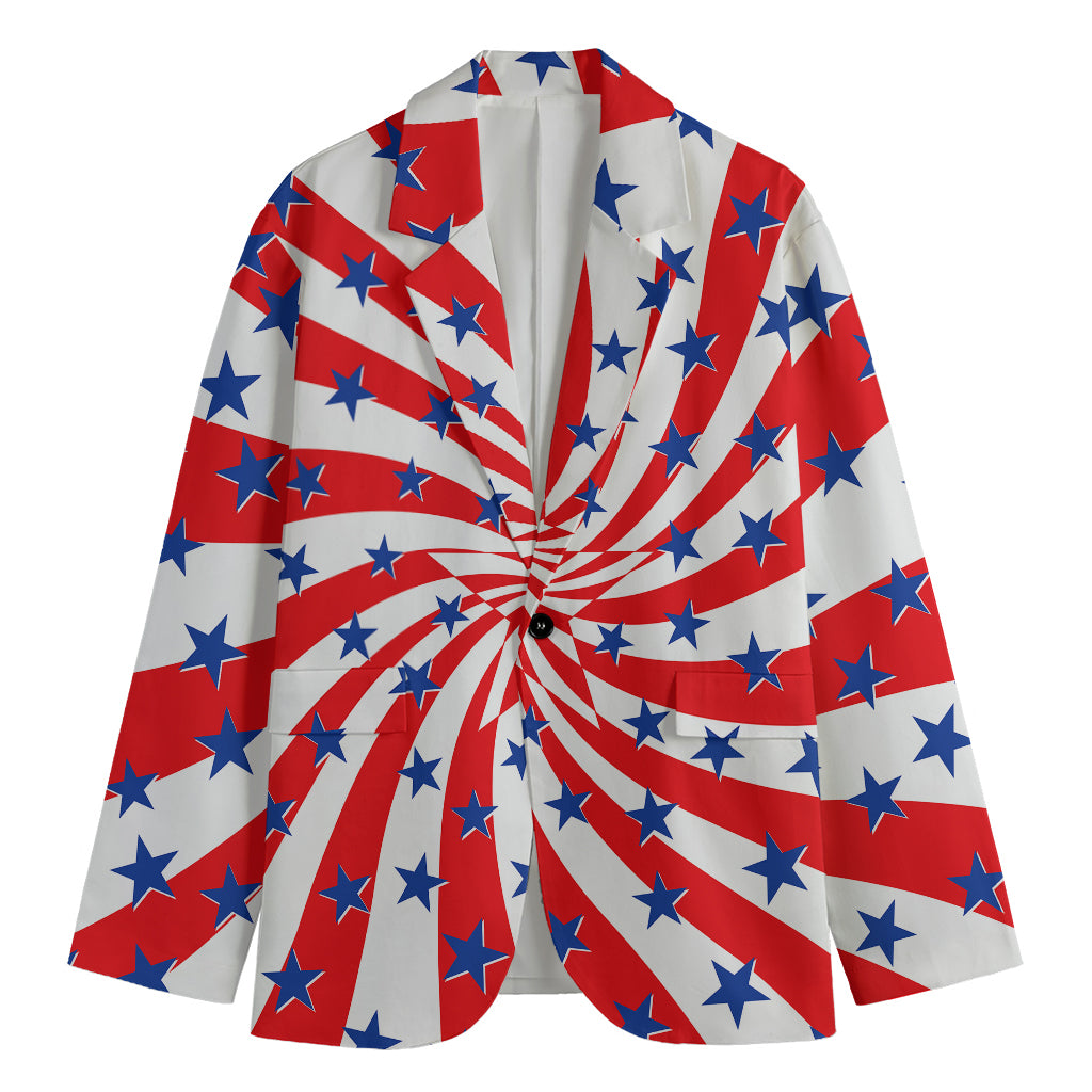 Swirl American Patriotic Star Print Men's Blazer