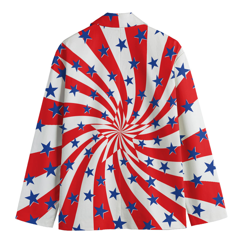 Swirl American Patriotic Star Print Men's Blazer