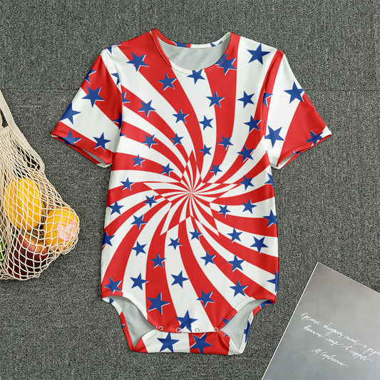 Swirl American Patriotic Star Print Men's Bodysuit