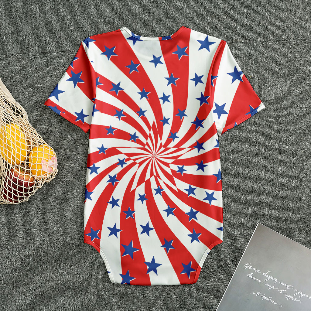 Swirl American Patriotic Star Print Men's Bodysuit