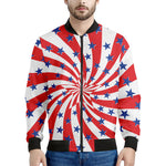 Swirl American Patriotic Star Print Men's Bomber Jacket