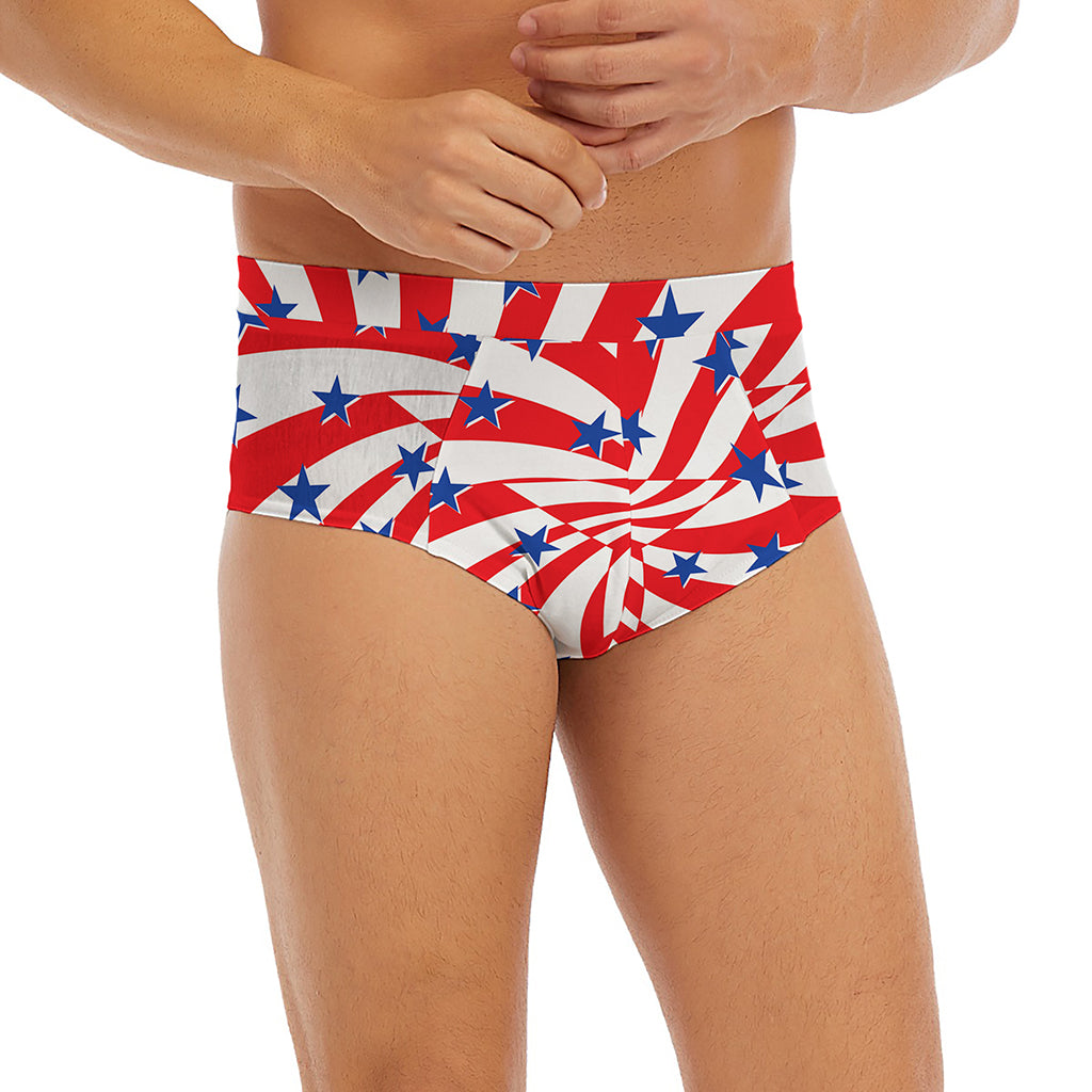 Swirl American Patriotic Star Print Men's Briefs