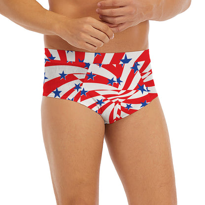 Swirl American Patriotic Star Print Men's Briefs