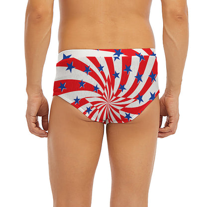 Swirl American Patriotic Star Print Men's Briefs