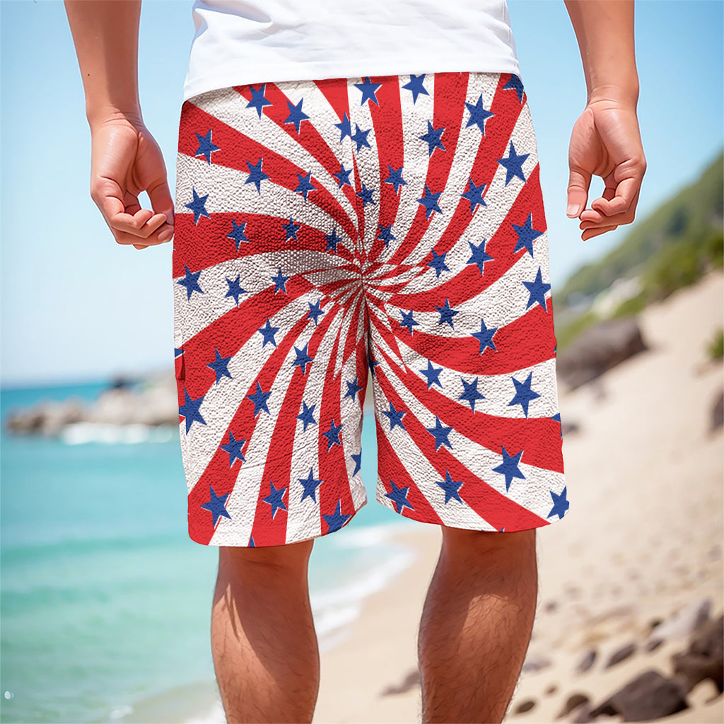 Swirl American Patriotic Star Print Men's Cargo Shorts