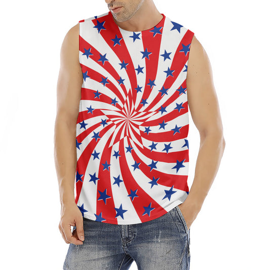 Swirl American Patriotic Star Print Men's Fitness Tank Top