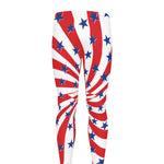 Swirl American Patriotic Star Print Men's leggings