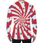 Swirl American Patriotic Star Print Men's Long Sleeve T-Shirt