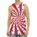Swirl American Patriotic Star Print Men's Muscle Tank Top