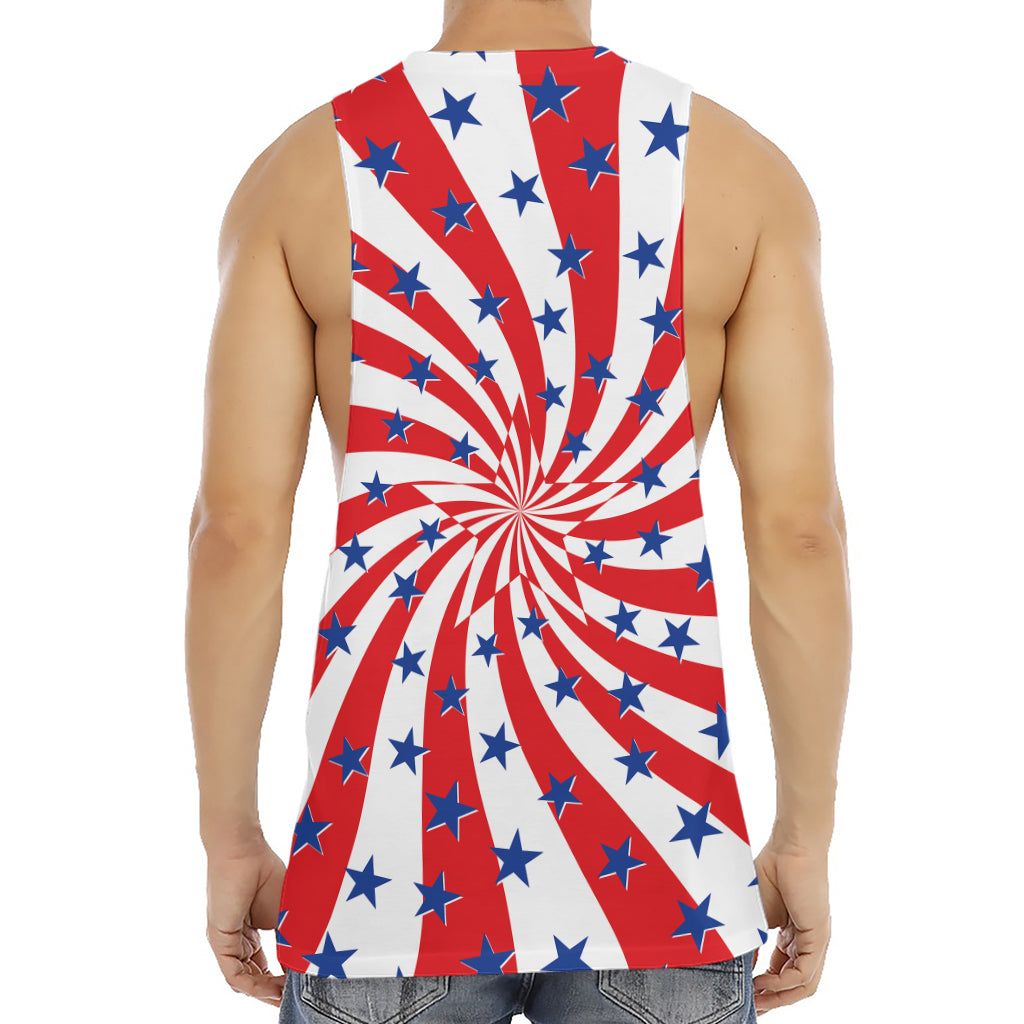 Swirl American Patriotic Star Print Men's Muscle Tank Top