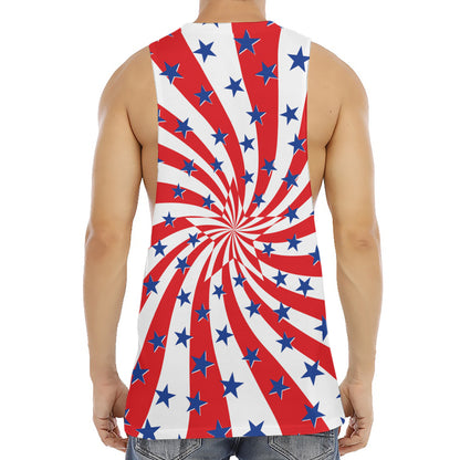 Swirl American Patriotic Star Print Men's Muscle Tank Top