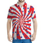 Swirl American Patriotic Star Print Men's Polo Shirt
