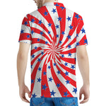 Swirl American Patriotic Star Print Men's Polo Shirt