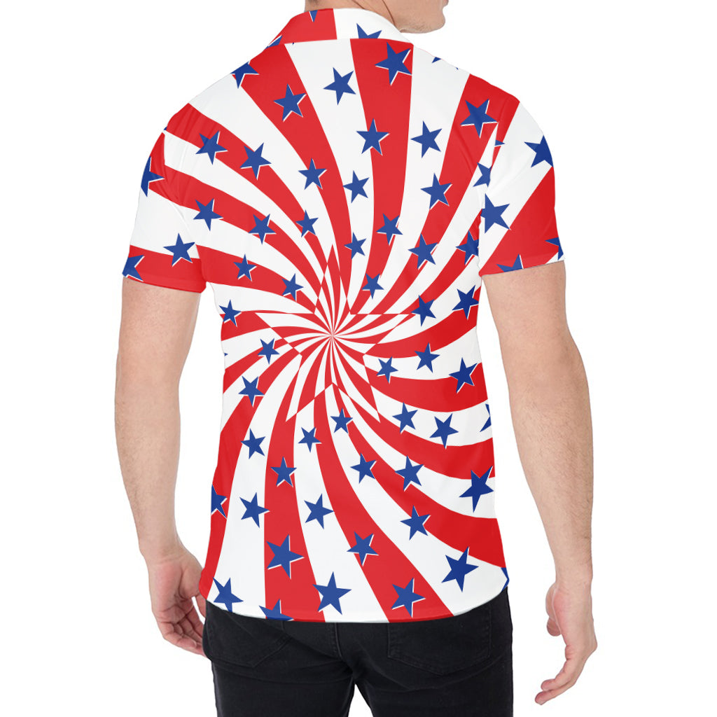 Swirl American Patriotic Star Print Men's Shirt
