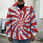 Swirl American Patriotic Star Print Men's Shirt Jacket