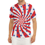 Swirl American Patriotic Star Print Men's Short Sleeve Rash Guard