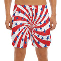 Swirl American Patriotic Star Print Men's Split Running Shorts