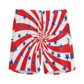 Swirl American Patriotic Star Print Men's Athletic Shorts