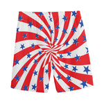 Swirl American Patriotic Star Print Men's Sports Shorts