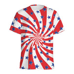 Swirl American Patriotic Star Print Men's Sports T-Shirt