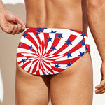 Swirl American Patriotic Star Print Men's Swim Briefs