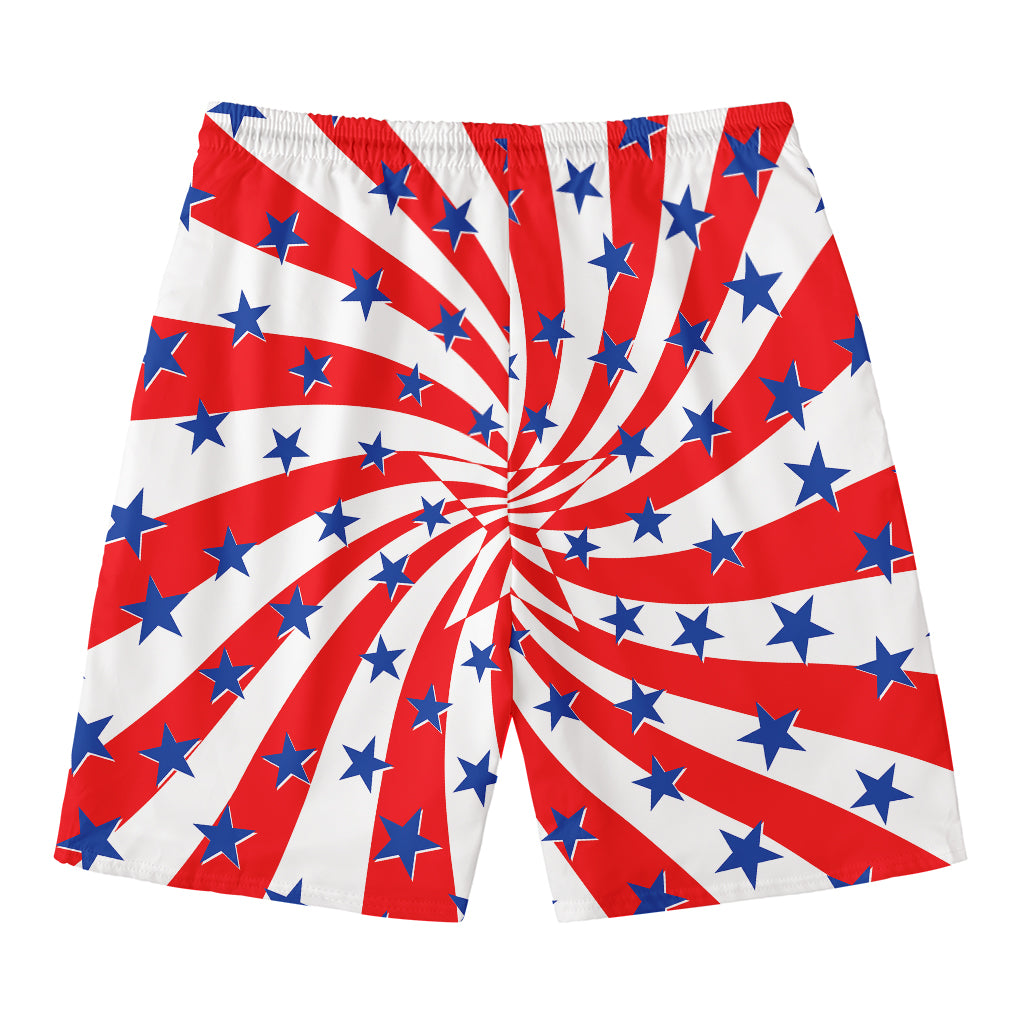 Swirl American Patriotic Star Print Men's Swim Trunks
