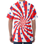 Swirl American Patriotic Star Print Men's Velvet T-Shirt