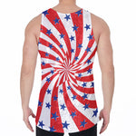 Swirl American Patriotic Star Print Men's Velvet Tank Top