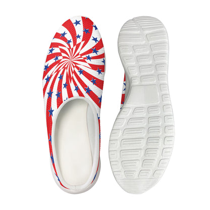 Swirl American Patriotic Star Print Mesh Casual Shoes