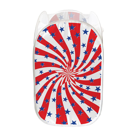 Swirl American Patriotic Star Print Mesh Laundry Hamper