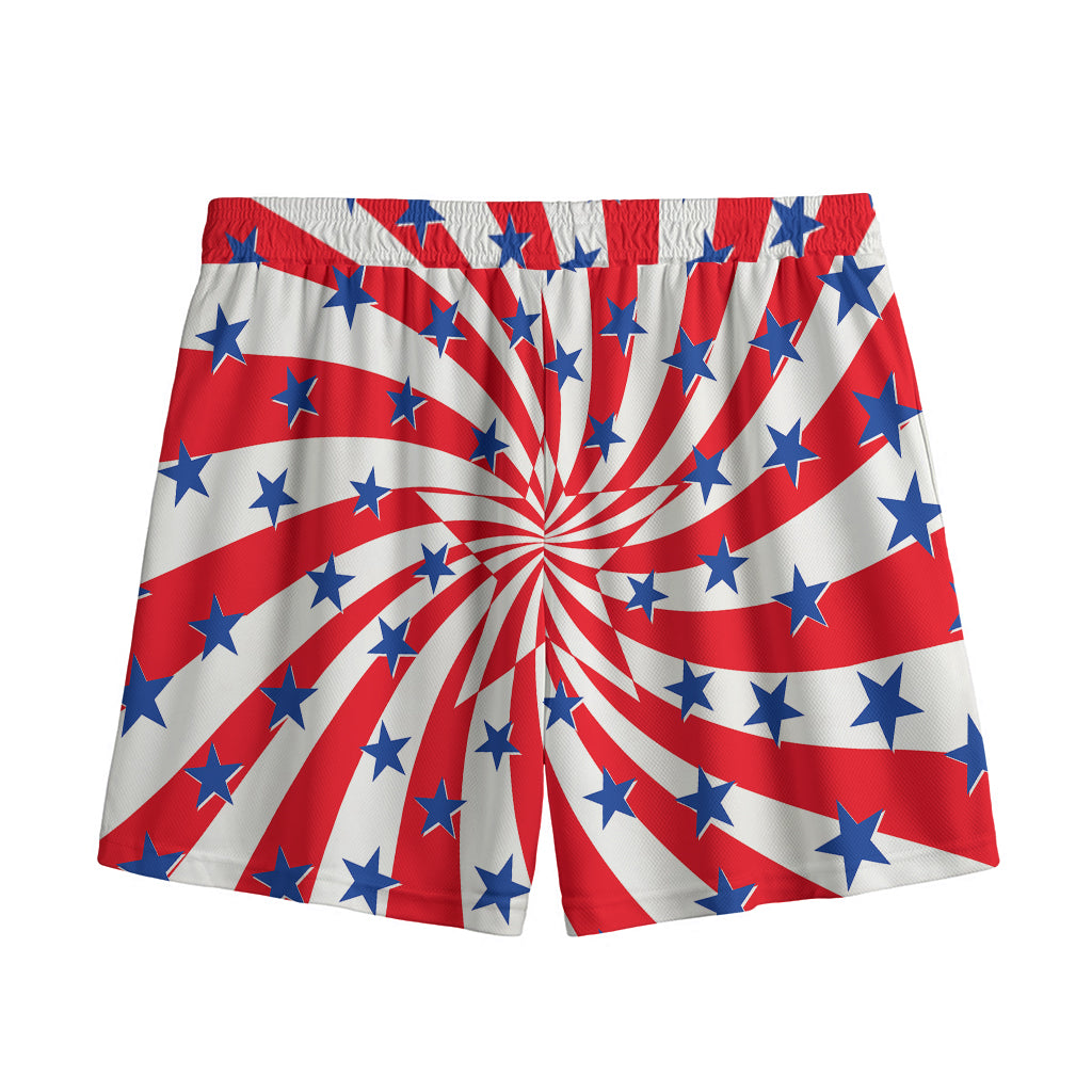 Swirl American Patriotic Star Print Mesh Shorts
