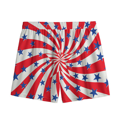 Swirl American Patriotic Star Print Mesh Shorts