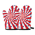 Swirl American Patriotic Star Print Oven Mitts