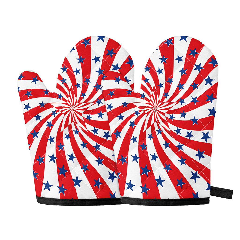 Swirl American Patriotic Star Print Oven Mitts