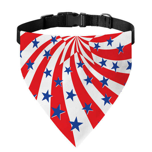 Swirl American Patriotic Star Print Over The Collar Dog Bandana