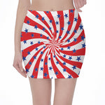 Swirl American Patriotic Star Print Pencil Mini Skirt