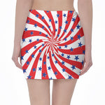 Swirl American Patriotic Star Print Pencil Mini Skirt